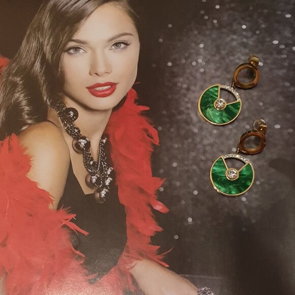 Fashion Emerald Green Dangle Earrings Mother of Pearl Women Jewelry Accessory - Picture 3 of 3